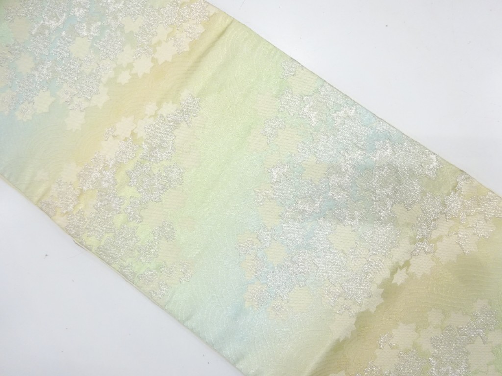 JAPANESE KIMONO / ANTIQUE FUKURO OBI / SILK / WOVEN TATSUTAGAWA PATTERN